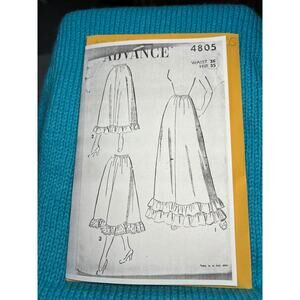 Advance Sewing pattern Skirt midi maxi ruffle hem 1940s waist 26